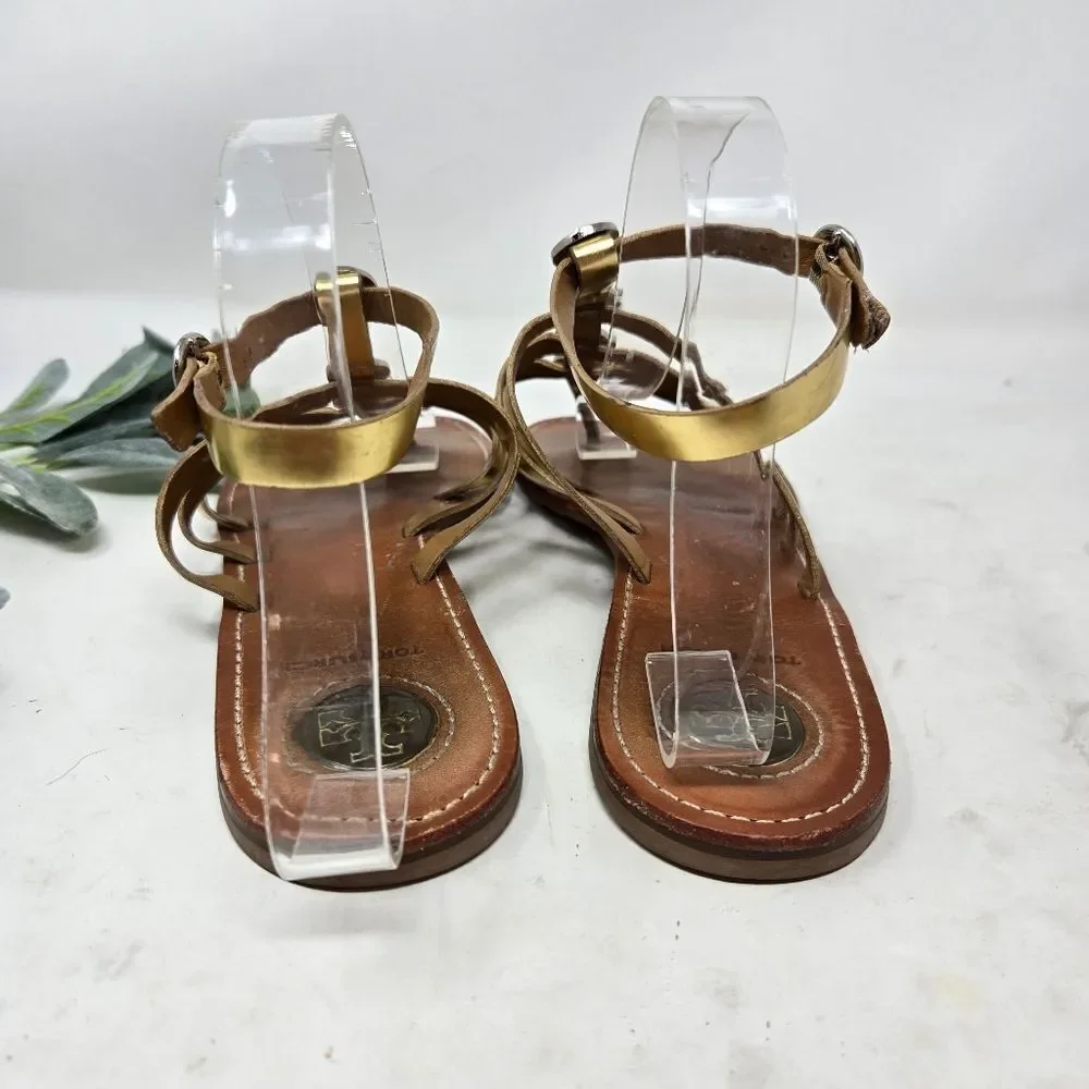 TORY BURCH‎ Alexis Metallic Gladiator Ankle Strap Sandals